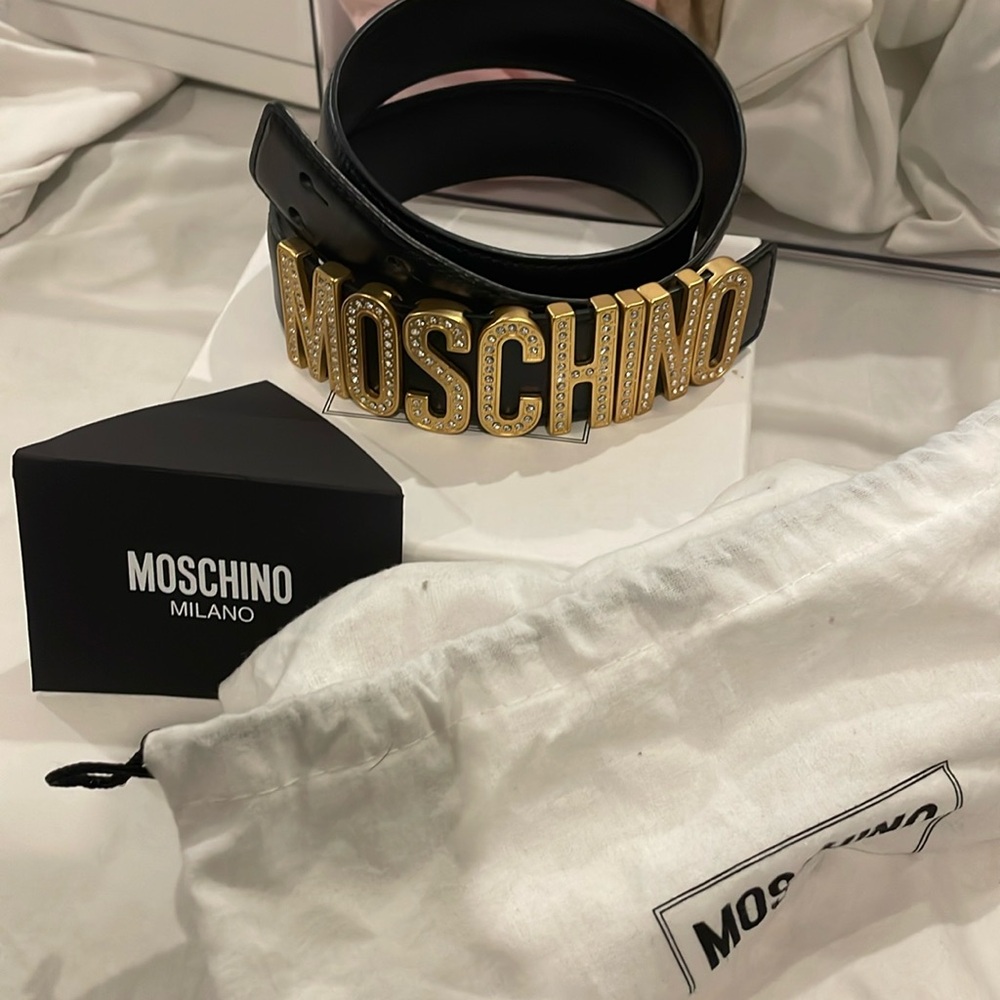 Moschino black belt with rhinestones size:85